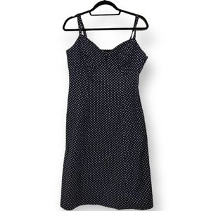 New York Blue and White Pokadot Fit and flair Stretch Dress Size 12